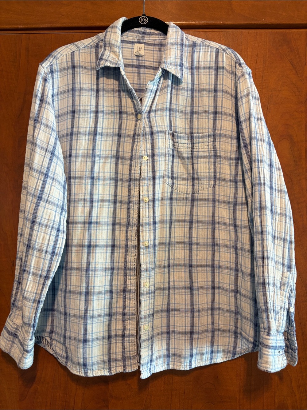 GAP Light Blue Plaid Button-Down Shirt - Men's